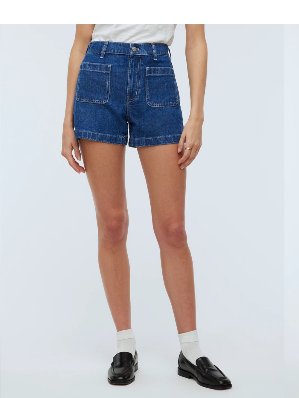Madewell Front-Pocket High-Rise Denim Shorts - Blue